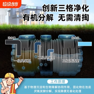 化粪池罐新农村专用PE地埋式厕所家用加厚塑料桶一体三格式玻璃钢