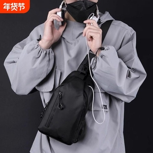 单肩斜挎防水外卖骑行胸包旅游礼品时尚休闲运动小背包男便携出行