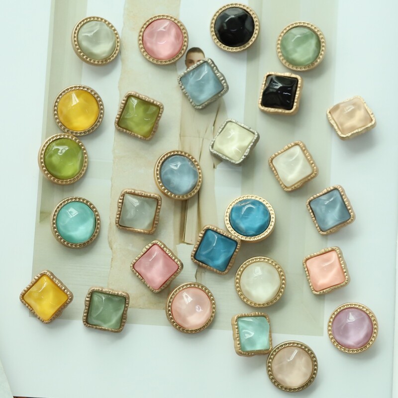 金属果冻扣子毛衣大衣服高档女装扣大号袖扣方形圆形金边外套纽扣