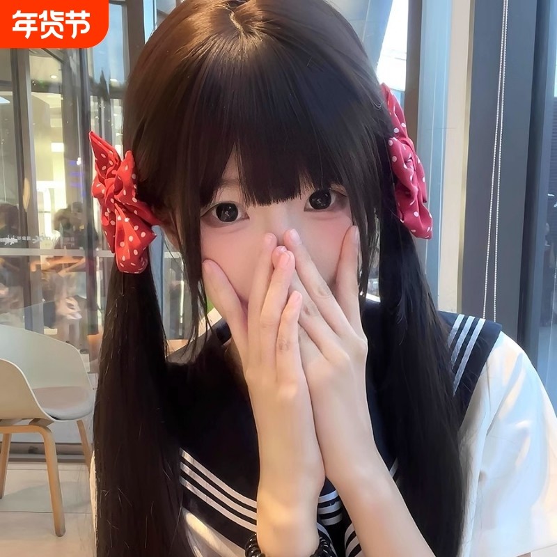 日系少女红色波点蝴蝶结发夹可爱jk制服大号对夹元气高级感发饰