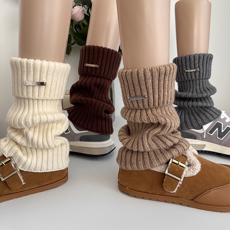 秋冬季长筒金属标针织堆堆袜套