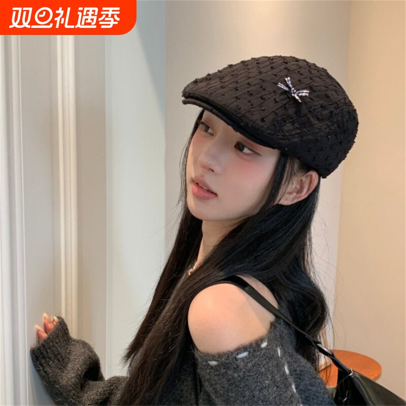 文艺复古前进帽子女春秋季显脸小百搭可反戴鸭舌帽贝雷帽画家帽潮