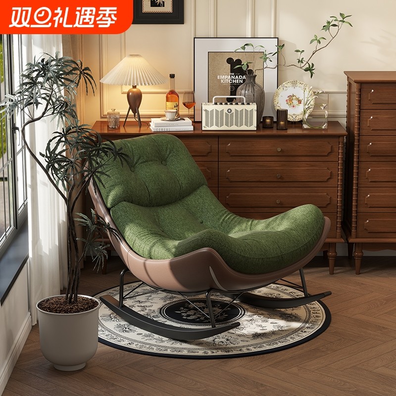 复古摇椅大人躺椅阳台家用休闲客厅懒人摇摇椅设计师单人沙发椅子