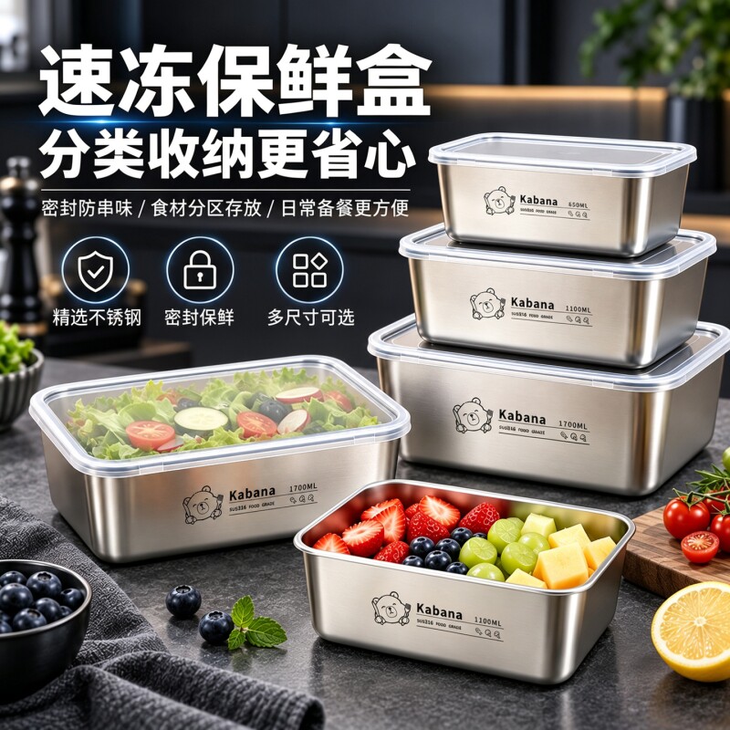 不锈钢保鲜盒带盖方盒图片