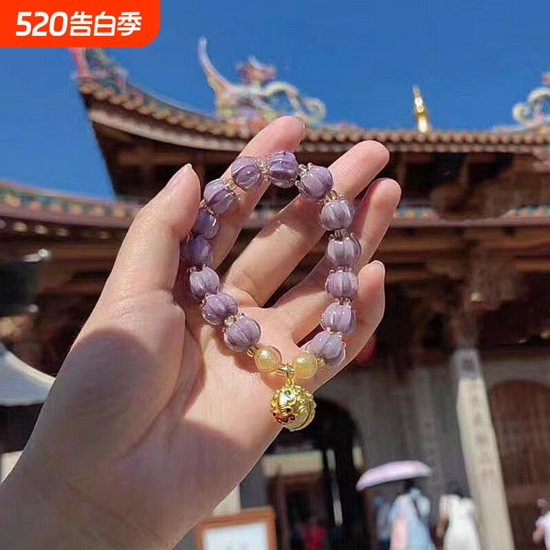 厦门南普陀紫兰花香芋紫琉璃响铃铛醒狮手串幸福吉祥如意女手链