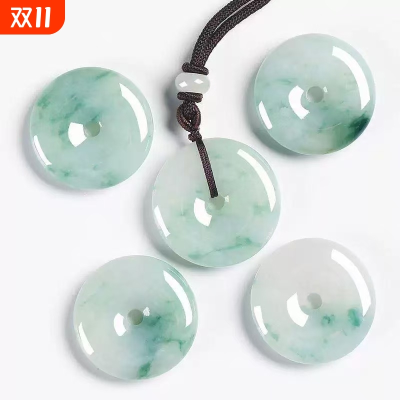 翡翠飘花平安扣玉石吊坠