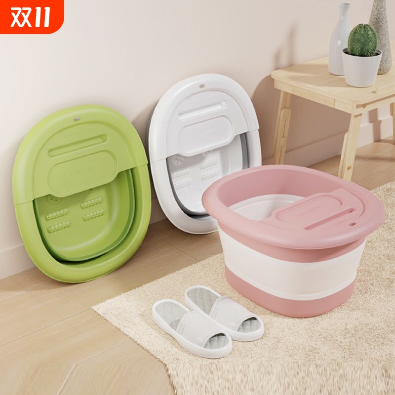 折叠泡脚桶塑料洗脚盆过小腿锁温按摩洗脚养生神器带盖家用足浴盆