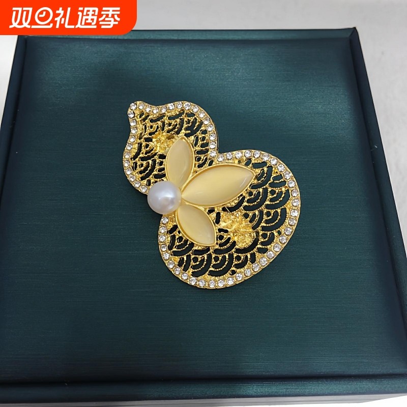 诸暨淡水珍珠新中式葫芦胸针好运福禄秋冬百搭防走光胸花节日礼物