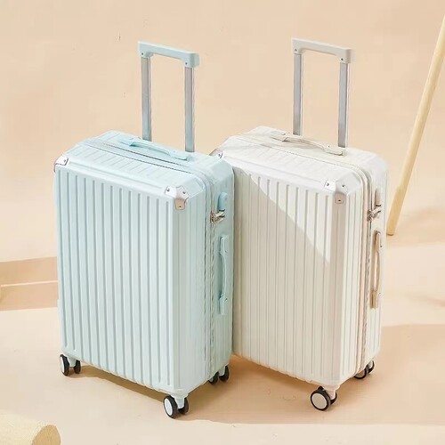 新款行李箱拉杆箱耐用结实24寸旅行箱大容量登机箱充电蓝色万向轮