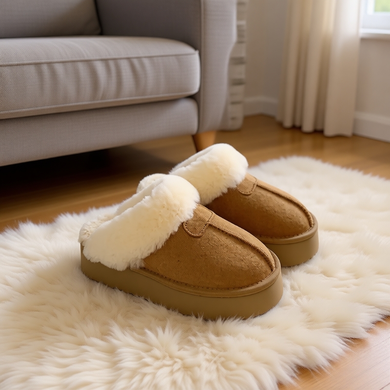 厚底棉拖鞋女秋冬外穿2025年新款一脚蹬包头毛毛半拖鞋加绒雪地靴