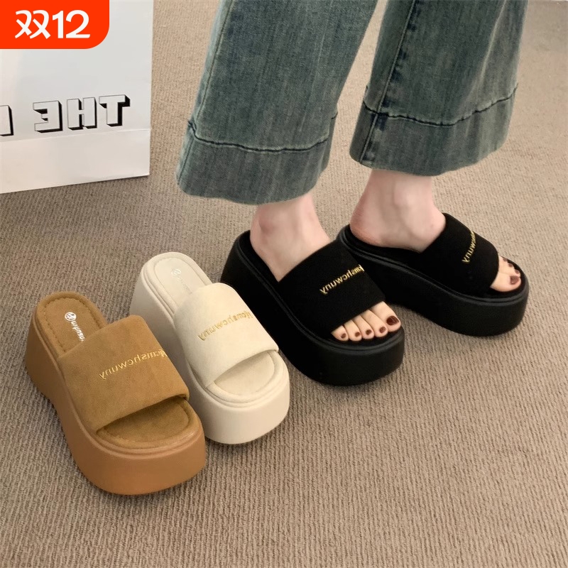 松糕底一字拖女夏季|千人加购