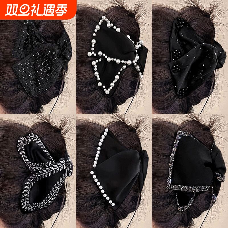 三角抓夹赫本风2025年新款女高级感后脑勺三角夹头饰蝴蝶结水钻