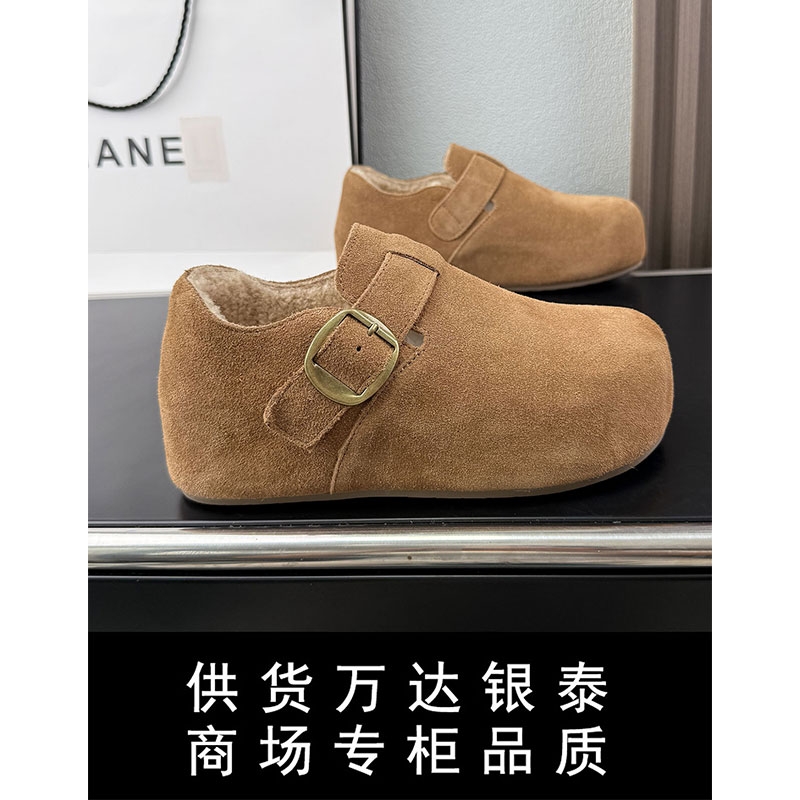 内增高厚底冬季加绒勃肯鞋全包保暖2025新款真牛皮毛毛博肯鞋女鞋
