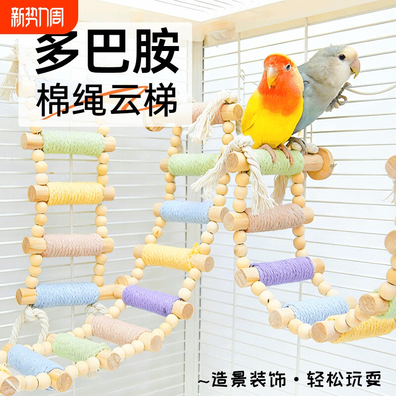 鹦鹉棉绳爬梯云梯攀爬秋千啃咬玩具站杆虎皮牡丹玄凤专用鸟笼用品