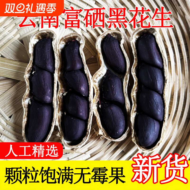 云南黑花生新货带壳富硒晒干普洱特产2025年黑皮花生米健康好吃
