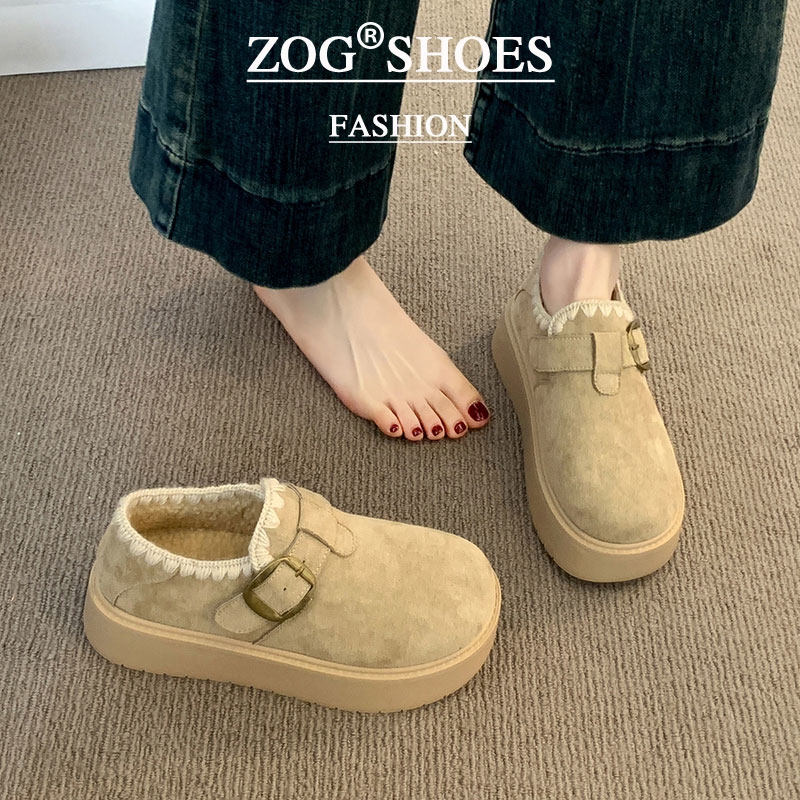 厚底勃肯鞋女2025新款秋冬加绒豆豆鞋保暖雪地靴一脚蹬懒人棉鞋子