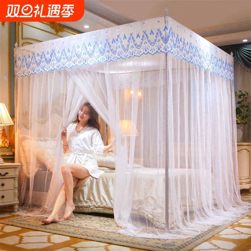 2024新款落地蚊帐家用加密帐纱三开门单人双人1.5m1.8m带