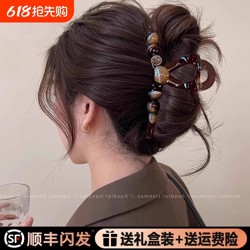 夹子头饰发夹新款大号抓夹鲨鱼夹2026高级感女后脑勺发饰高端超大