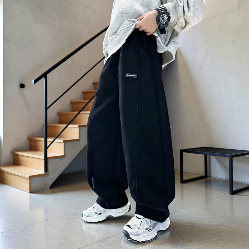 男童裤子2025新款秋装儿童弯刀裤加绒秋冬款男大童休闲裤春秋男孩