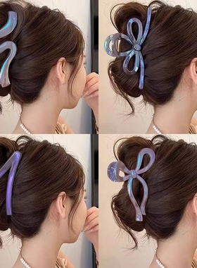 儿童琉璃人鱼姬~蝴蝶结抓夹女高级感后脑勺大号发量多盘发夹时尚