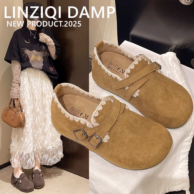 厚底内增高超火一脚蹬勃肯鞋女秋季外穿2025新款休闲全包勃肯单鞋