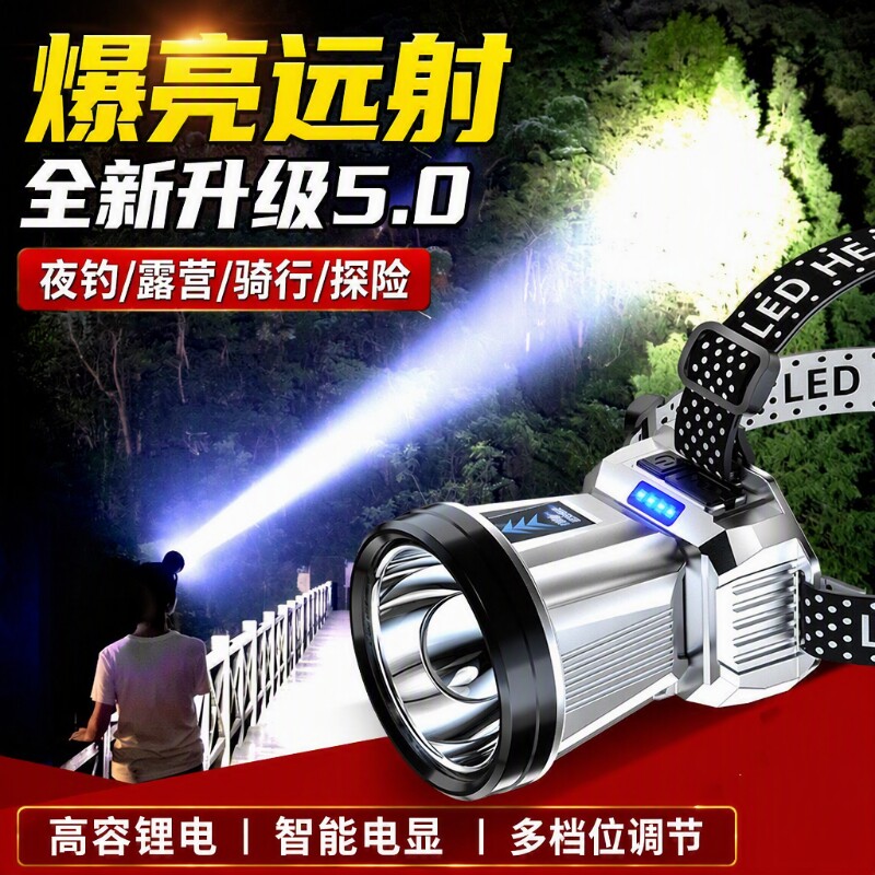 公牛适用头灯头戴式强光充电2026新款钓鱼专用户外登山长续航矿灯