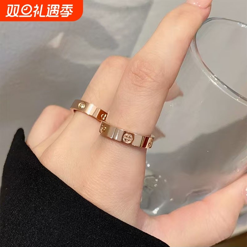 溪御钛钢戒指小众设计不掉色冷淡风网红ins个性男女情侣戒指