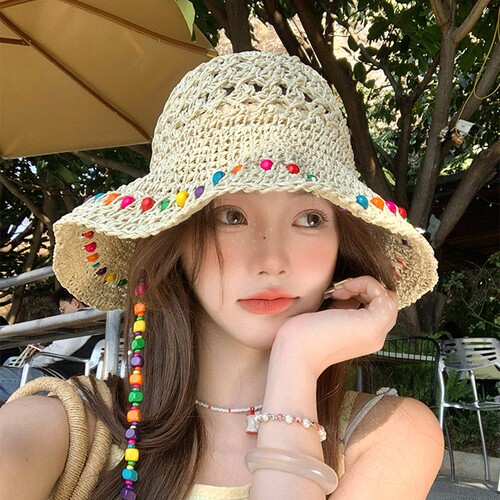 彩色编织草帽女夏季2026新款