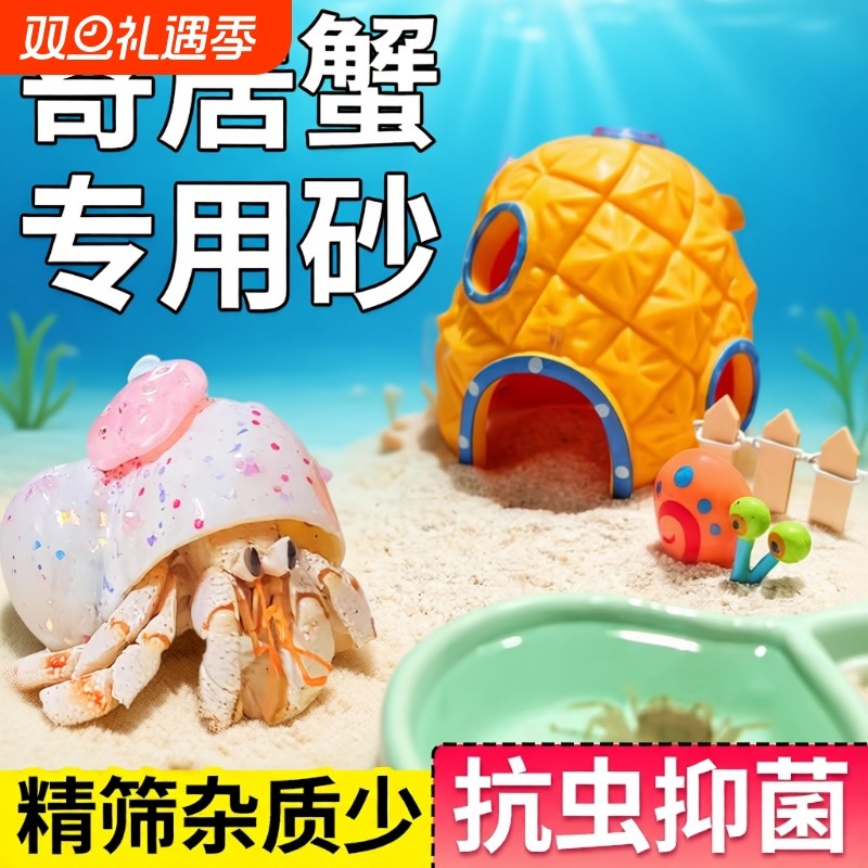 原生海沙寄居蟹专用沙蟹螃蟹乌龟冬眠沙颗粒底砂沙子免洗套餐大型