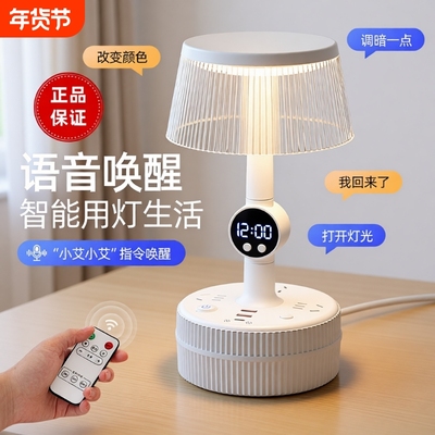 智能语音控制小夜灯卧室插座台灯