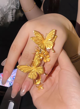 中古金色镂空花丝戒指新款精品工艺设计师花戒指婚嫁系列国风饰品