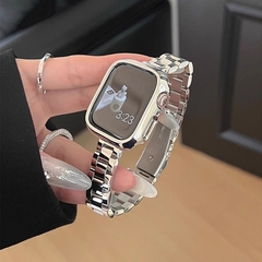 适用iwatch10表带S9时尚S10镜面苹果手表s7细款小蛮腰applewatchS8金属654代不锈钢Se女款ultra高级黑色银色