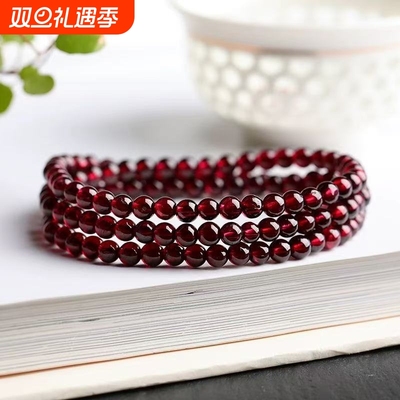 爆款仿酒红色石榴石手链女款单圈多圈水晶仿手串饰品收藏级