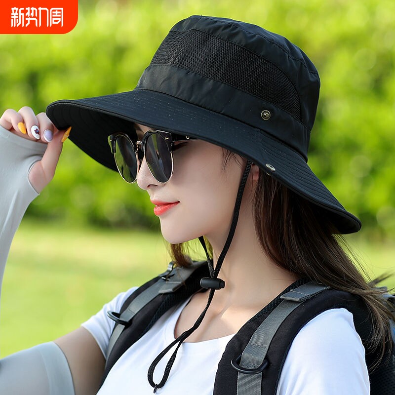 户外徒步登山帽子女夏季防紫外线女士太阳帽可折叠遮阳防晒渔夫帽