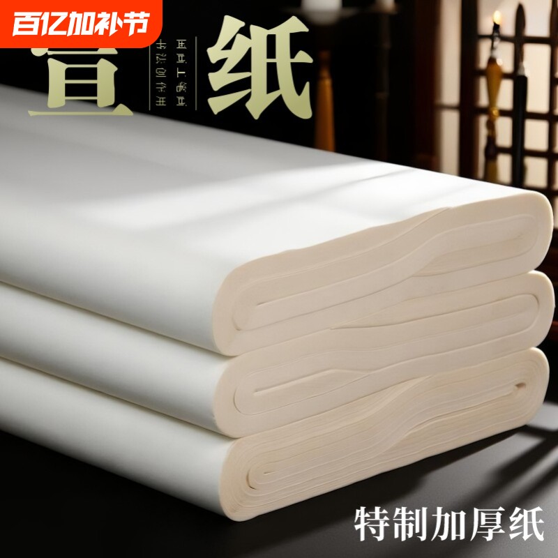 宣纸书法专用纸熟宣纸生宣纸生宣熟宣半生熟半生半熟毛边纸练字套装作品纸山水画对开整张练习国画四尺六尺