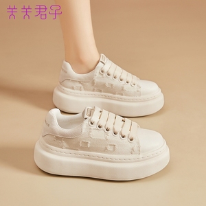 厚底松糕休闲鞋小众运动板鞋2026春秋小个子内增高小白鞋女6CM8CM