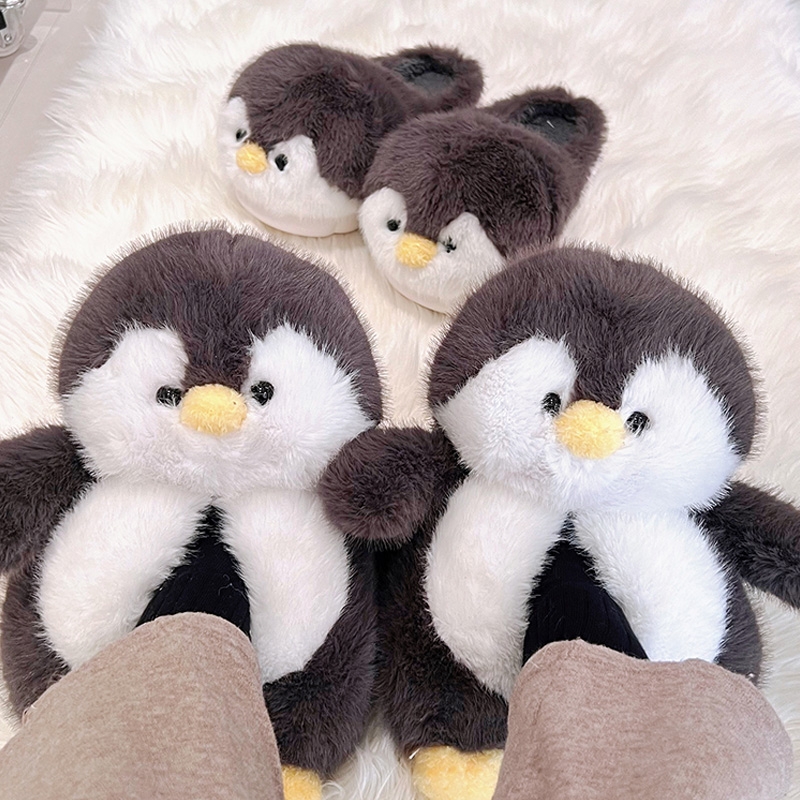 小企鹅毛绒玩偶可爱包跟棉拖