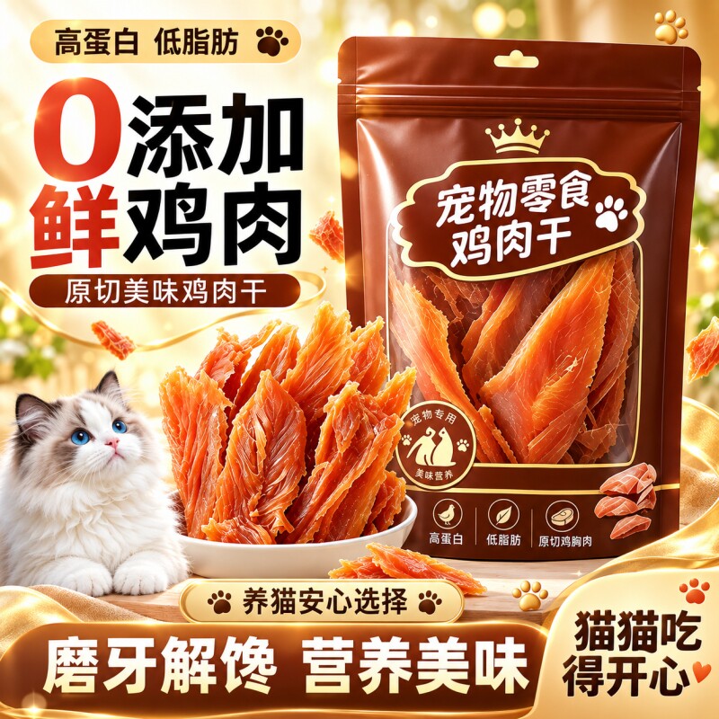 鸡胸鸭胸肉干猫零食磨牙棒无添加美味营养全阶段猫咪洁齿宠物零食