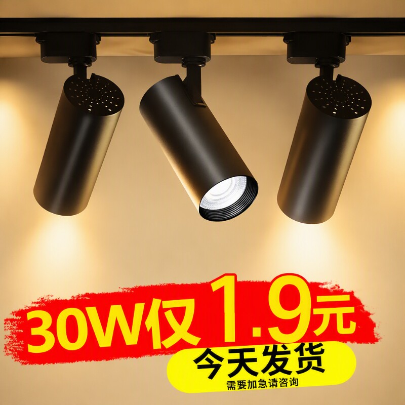 轨道灯led射灯店铺商用COB明装30W导轨式条家用吸顶客厅灯具暖光图片