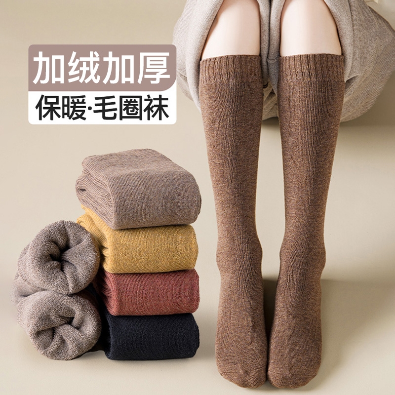 长筒袜女小腿袜秋冬加绒加厚保暖