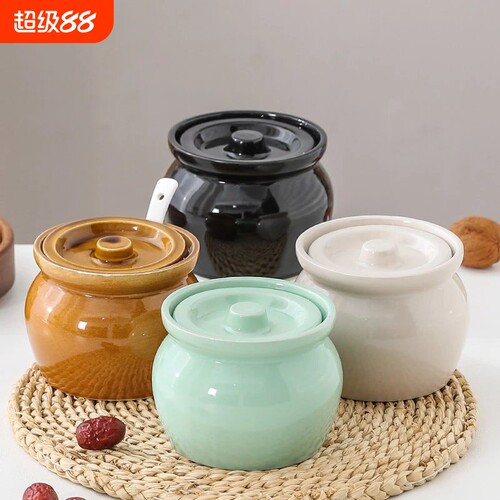 瓦罐煨汤炖盅家用商用隔水炖一人蒸蛋带盖炖罐沙县小吃陶瓷煲汤⑥