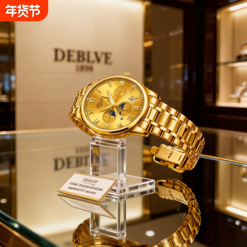 瑞士同款青少年中学生手表男款简约全自动机械防水石英表新款夜光