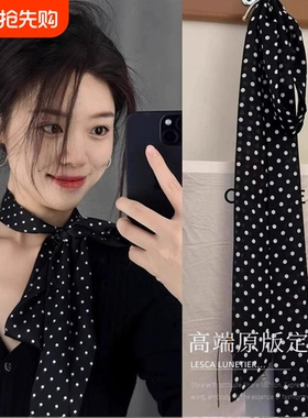 高级感复古黑色波点丝带一款多用颈链女发带甜美百搭绑带配饰发饰