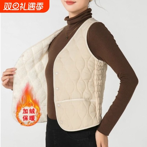 羽绒棉马甲女2025冬新款背心坎肩棉服内穿修身加绒加厚保暖
