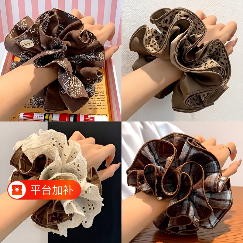 韩系复古大肠发圈头花女新款头绳扎头ins秋冬发饰蝴蝶结双层