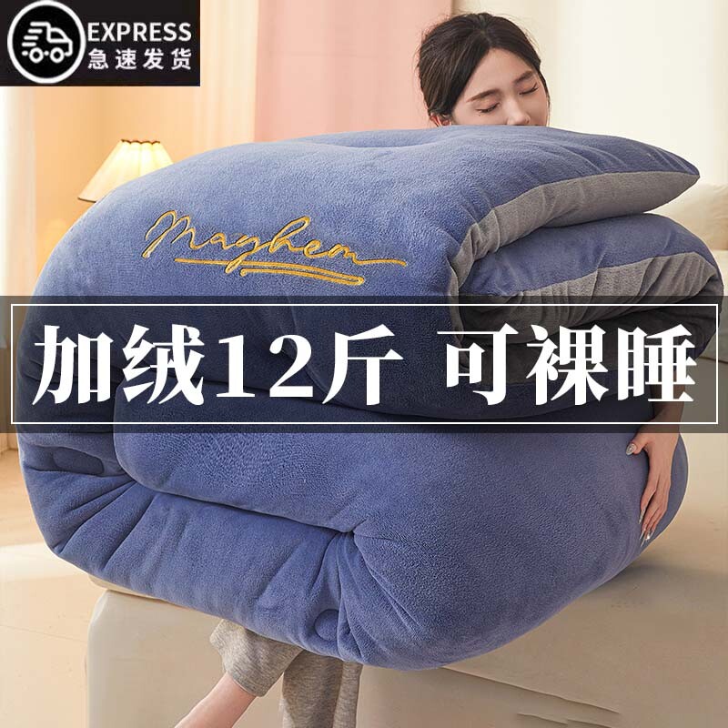 牛奶绒被子冬被加厚珊瑚绒德绒棉被秋冬季保暖学生被芯双面可机洗