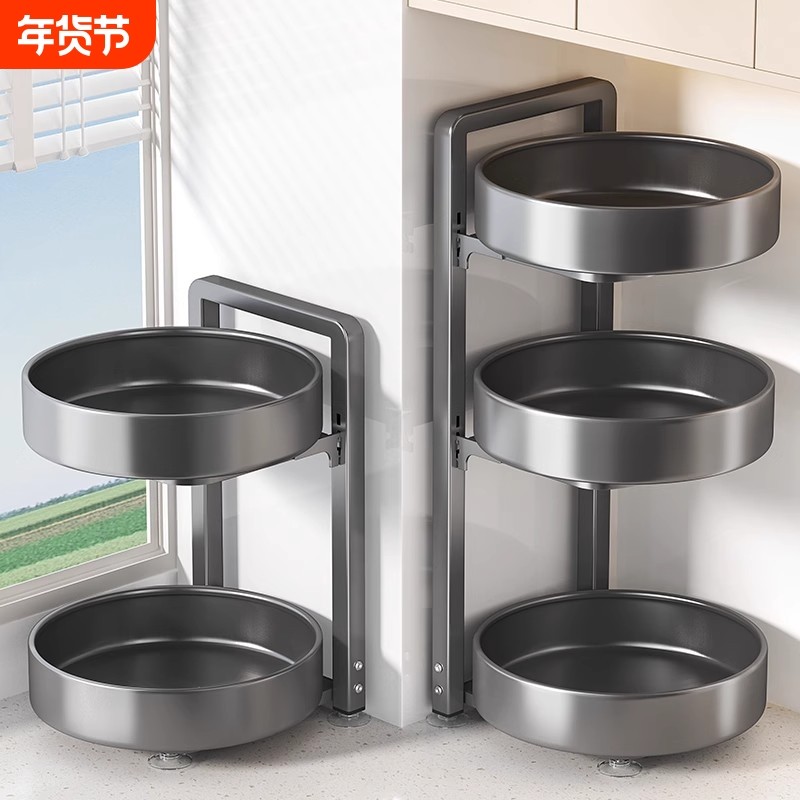 厨房旋转调料置物架调料品架子双层家用台面转角佐料调味品收纳架