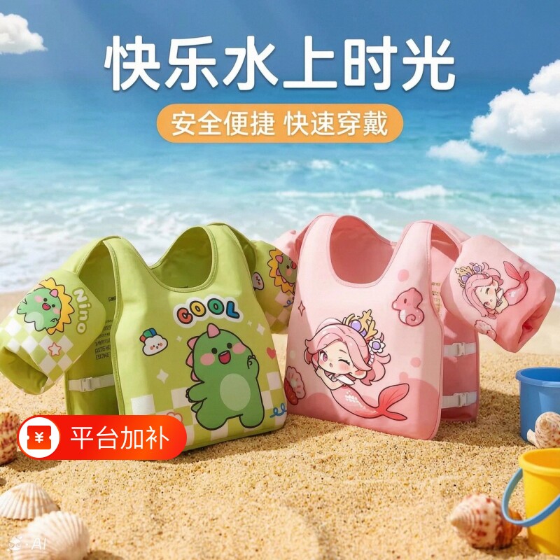 救生衣儿童游泳浮力衣背心马甲男女童宝宝浮袖手臂游泳圈漂浮神器