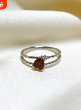 天然石榴石戒指级气质极简