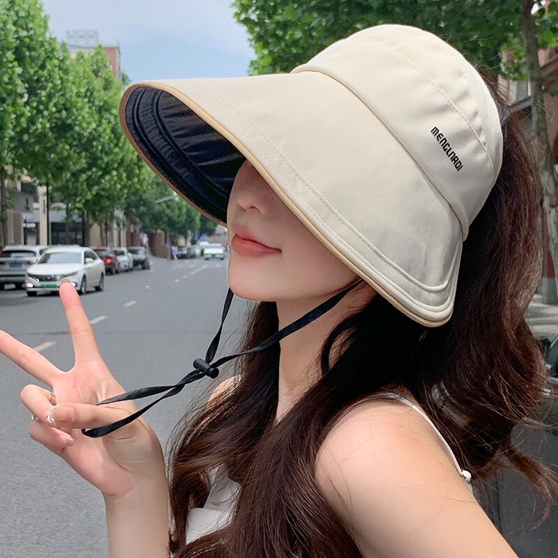 大帽檐防晒帽子女款2026新款夏季遮阳帽防紫外线渔夫帽空顶太阳帽